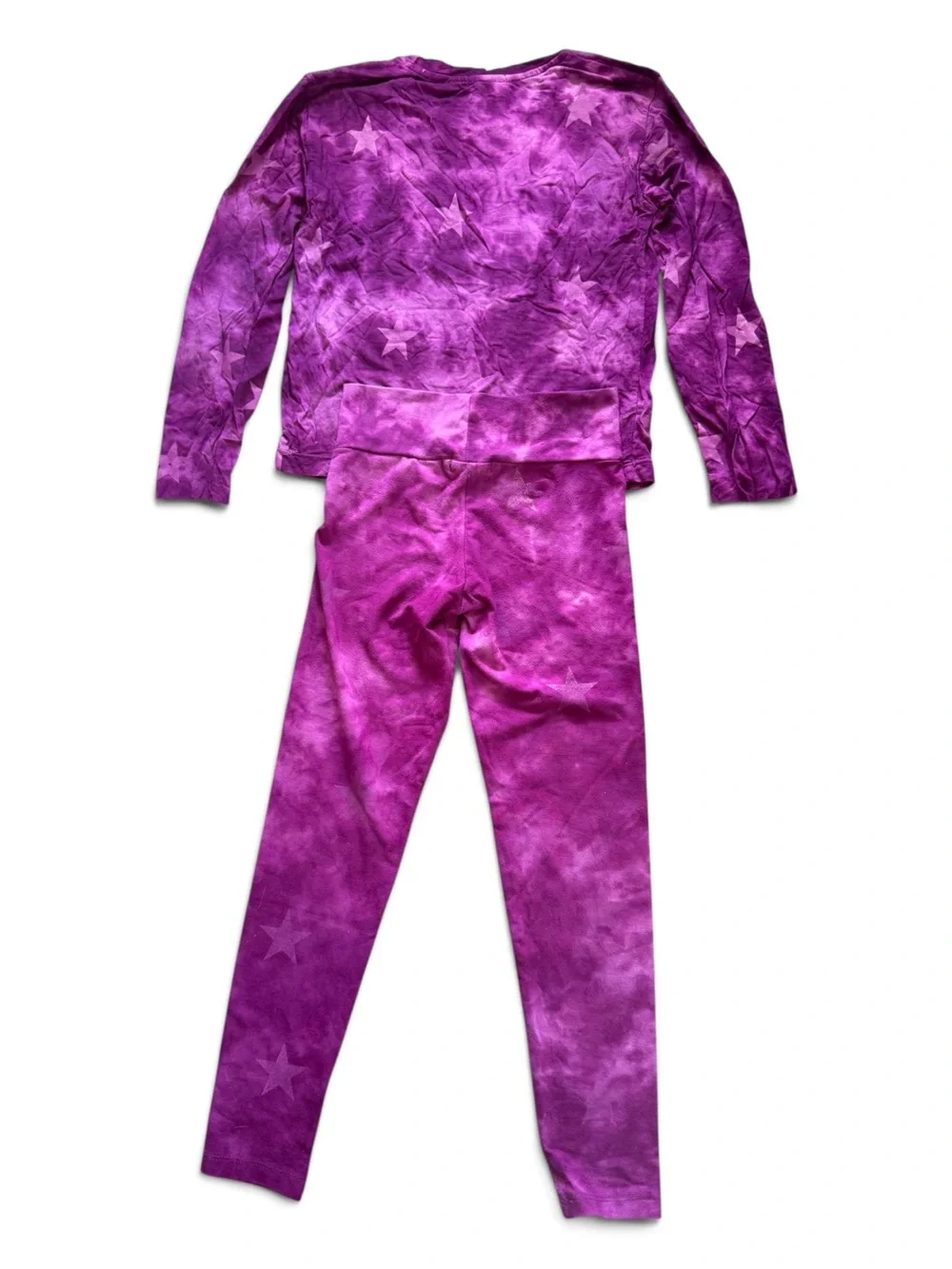Flowers by Zoe Set Purple Tie-Dye Star Distressed Top & Legging S-M